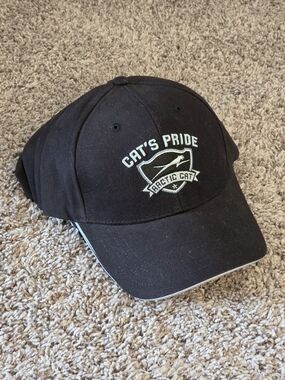 Caterpillar Black Baseball Cap with White Embroidery